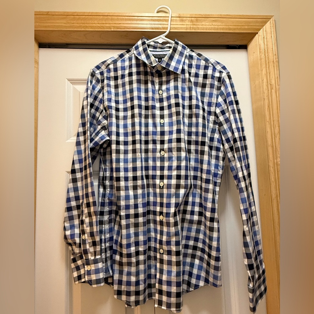 Banana Republic Blue and Black Plaid Shirt